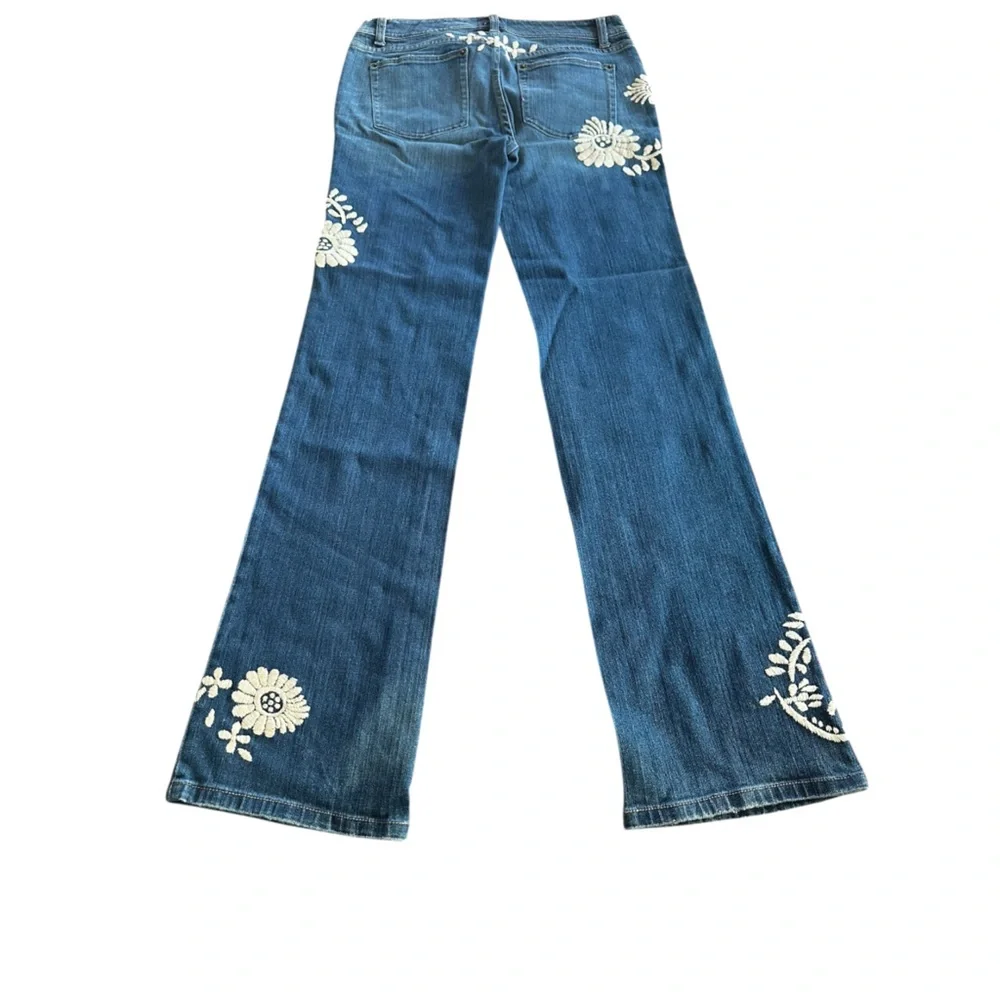 VTG WHBM Blanc Denim Jeans Hand Embroidered Bootcut NWT Y2K Floral 30x32 Size 4